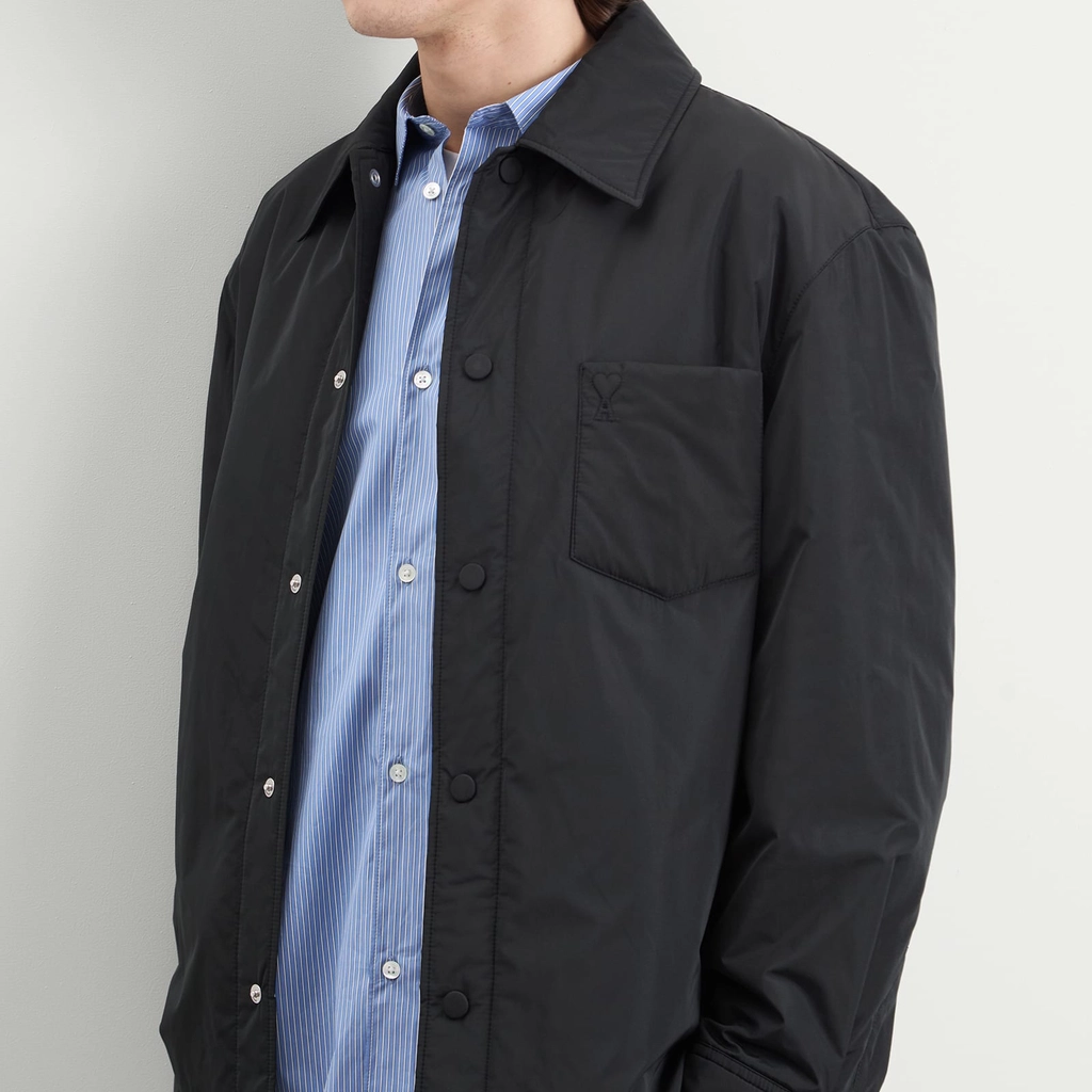 AMI Paris Men's Technical Taffetas Overshirt Noir